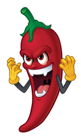 Cartoon chili character isolated on a white background. Vector illustration, eps 10のイラスト素材