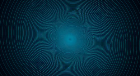A deep blue abstract background featuring a mesmerizing swirling spiral pattern. Concentric lines...