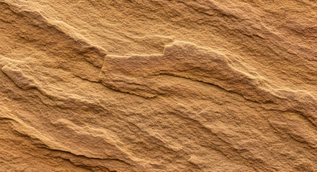 A detailed close-up of a sandstone surface reveals its intricate natural texture. Layers of...