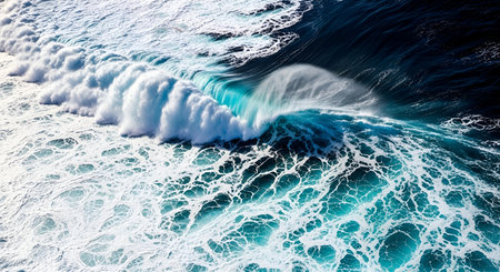 Wave showing crashing ocean wave. High resolution image. Clear details and vibrant colors enhance visual appeal.の写真素材