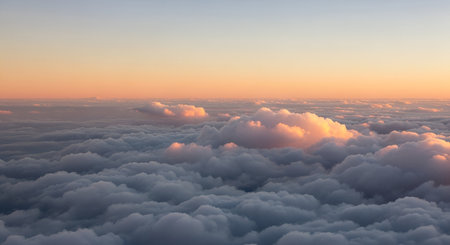Aerial view of cloudscape at sunset. Beautiful cloudscape.