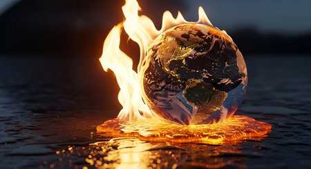 Fire showing earth on fire melting on surface. High resolution suitable for commercial use. Clear...
