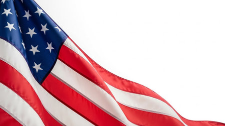American flag isolated on white background with copy space for text. 3D illustration.