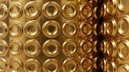 Abstract golden background with circles. 3d rendering, 3d illustration.の写真素材