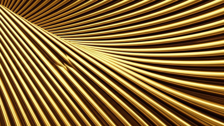 Golden metallic background. 3d rendering 3d illustration. Computer digital drawing.の写真素材