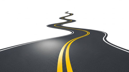 Road way on white background. 3D rendering. Computer digital drawing.の写真素材