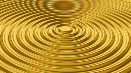 Gold background with concentric circles. 3d rendering, 3d illustration.の写真素材