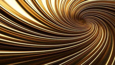 3d illustration of abstract golden wavy background. 3d renderの写真素材