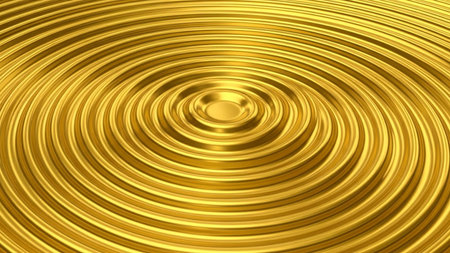 Golden background with circles. 3d rendering, 3d illustration.の写真素材