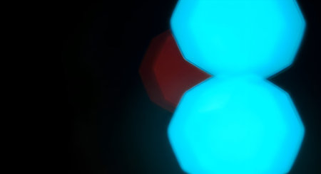 This image is an abstract composition of blurred lights, creating a bokeh effect. Large, soft...