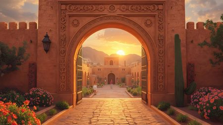 3D rendering of the entrance to the oasis.