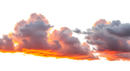 A vibrant and dramatic formation of clouds illuminated by the warm glow of a sunset or sunrise, set...