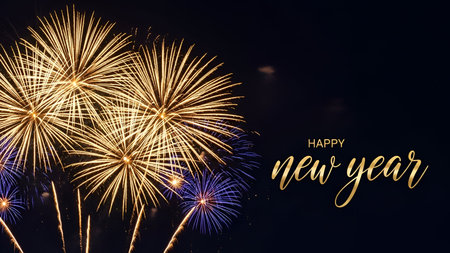 Happy new year celebration background with fireworks and space for your text.