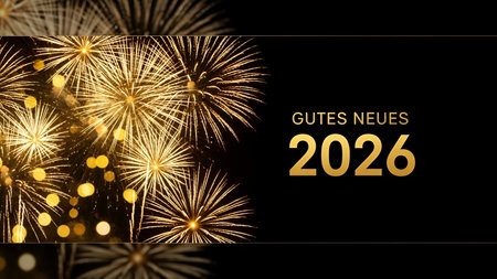 Happy new year and merry christmas background with fireworks. Vector illustration.
