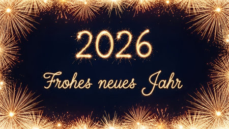 Happy new year 2016 written with Sparkle firework on black background.
