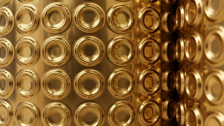 Image showing golden eyelets pattern. High resolution image. Clear details and vibrant colors enhance visual appeal.の写真素材