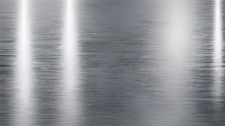 A close-up view of a brushed metal surface with a fine linear texture. Vertical streaks of bright...