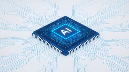 Artificial intelligence (AI) concept with cpu chip on circuit board