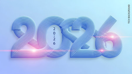 Happy New Year Text Design. Vector Illustration. EPS10