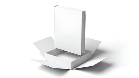 Blank paper box mockup, 3d rendering, isolated on white backgroundの写真素材