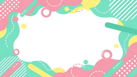 a vibrant abstract background composed of colorful geometric shapes and wavy lines in shades of...
