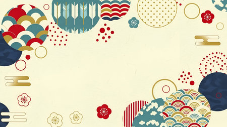 a vibrant abstract pattern with a mix of geometric and organic The includes stylized whisks, floral...