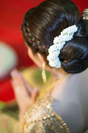 Close up Wedding Hairstyle for womanの写真素材