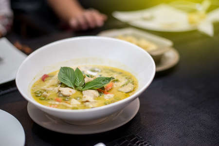 Delicious curry homemade, with little spicy peppers