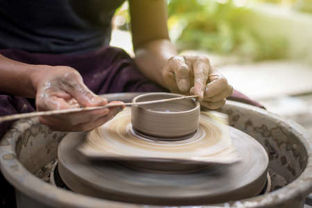 This man is using pottery glass techniques.の写真素材