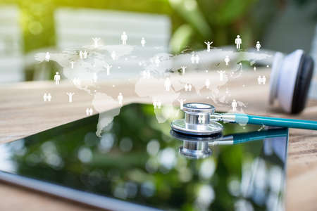 Stethoscope and Tablet  equipments, medical technology conceptの写真素材