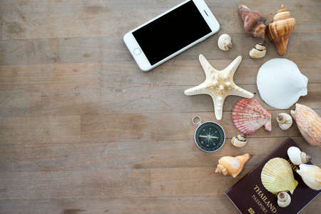 Travel concept background topview of Traveler's accessories.の写真素材