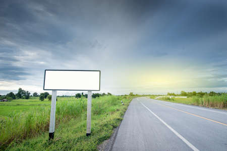 blank billboard or road sign on the roadの写真素材
