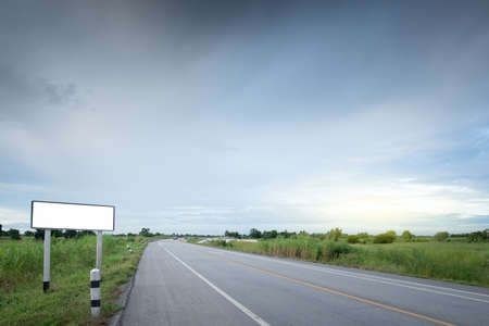blank billboard or road sign on the roadの写真素材