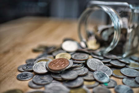 business finance. save money for investment concept money in the glass High Dynamic Range toneの写真素材