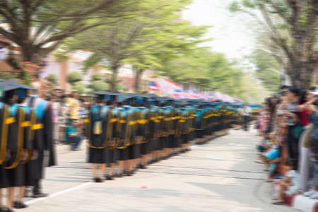 blurry of Graduates are walking the lineのeditorial素材