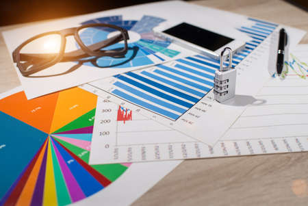 Financial analysis, lock accounting, statistics, investment, sales analysis of the company in the past year, economic dataの写真素材