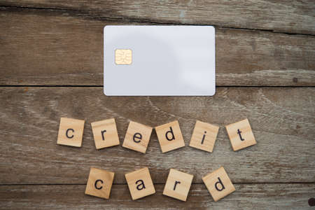 Business cradit card on wood tableの写真素材