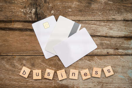 Business card on wood table