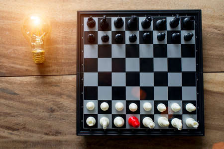 chess board game for ideas  business success conceptの写真素材