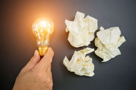 In search of best idea in handの写真素材