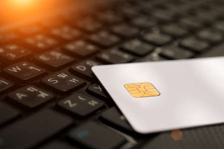 Credit cards and chart, close up business conceptの写真素材