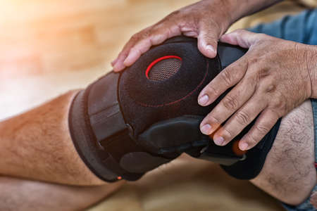 Close-up shots of knee injuries,High Dynamic Range toneの写真素材