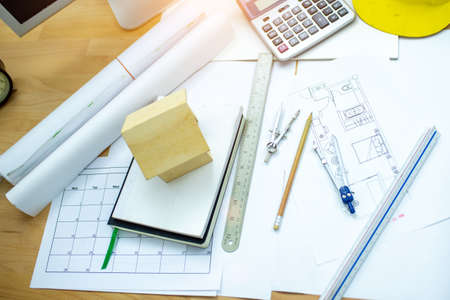 Architect sketch a construction project