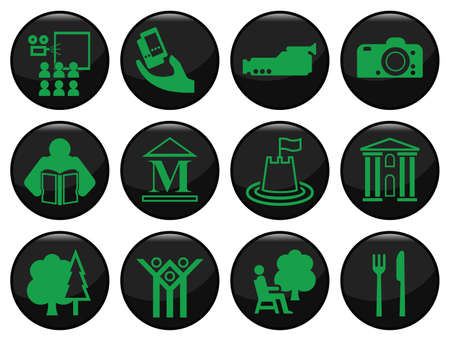 Entertainment and leisure related black icon setのイラスト素材