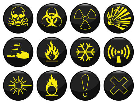 Hazard warning related icon set each individually layeredのイラスト素材