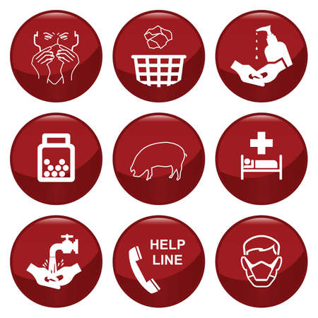 H1N1 swine flu icon collection individually layeredのイラスト素材