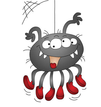 Halloween cartoon spider isolated on white background のイラスト素材