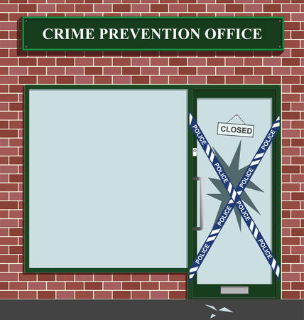Police cordon at the crime prevention office break inのイラスト素材