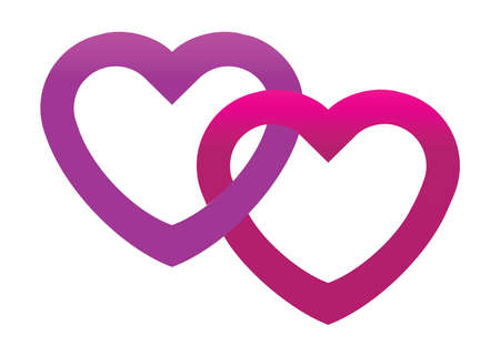 Valentine intertwining hearts isolated on a white backgroundのイラスト素材