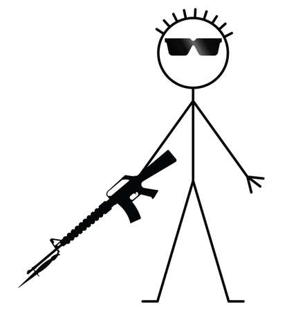 Soldier holding assault rifle and wearing sunglassesのイラスト素材